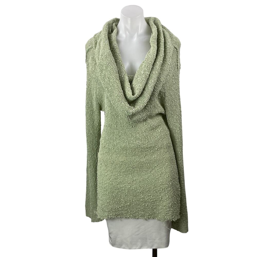 Meshki Women's Olive Green Long Sleeves Knit Draped Cowl Neck Sweater Top Sz XXL